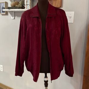 Vintage 90s y2k Fuda international silk track jacket women’s size large burgandy